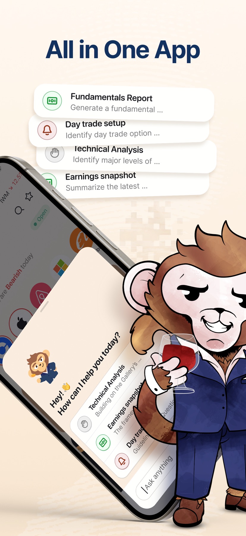 Ask Ape iOS — Ticker page with AI insights (catalysts, risks, context)